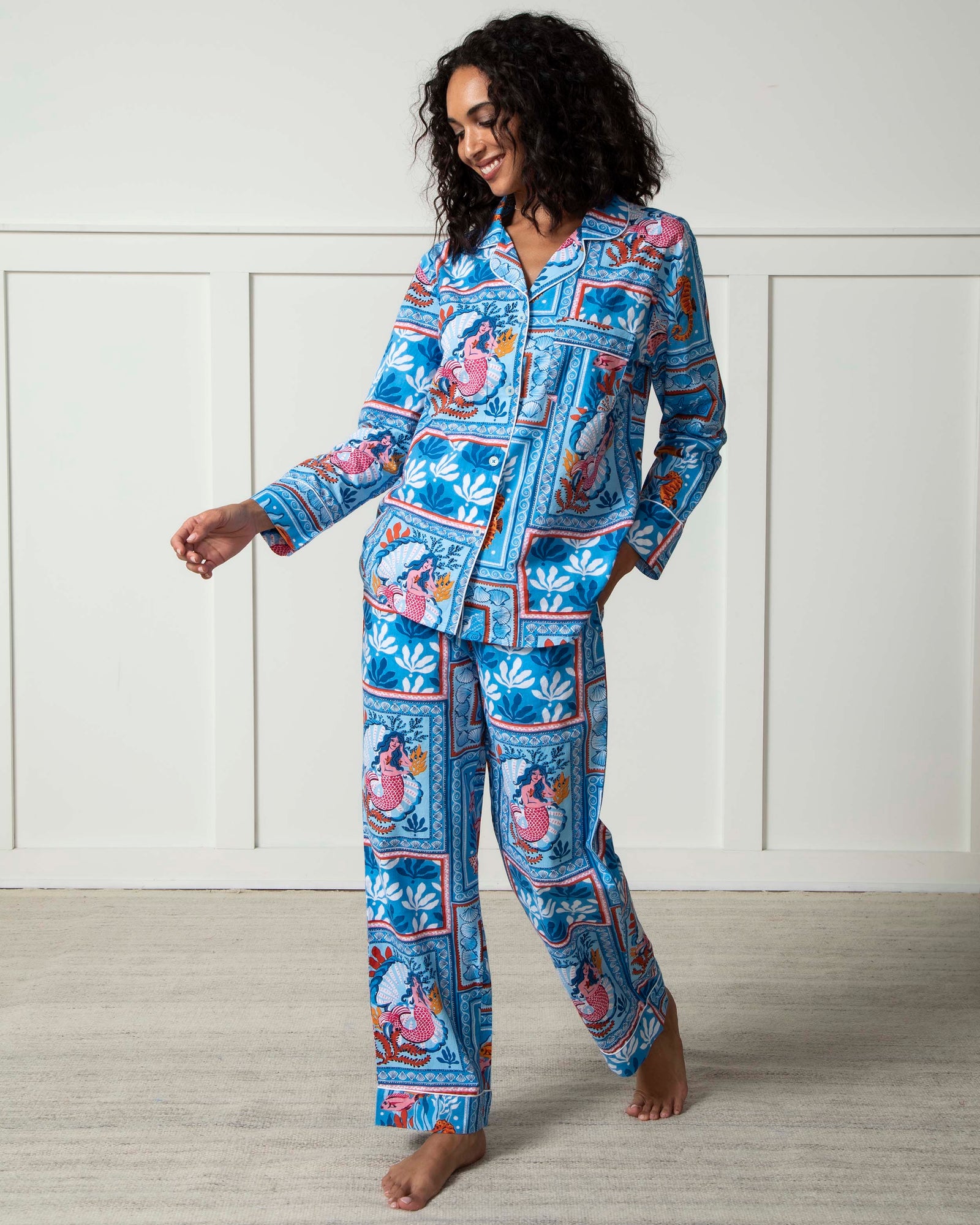 Tidal Tapestry - Petite Long PJ Set - Saltwater Blue - Printfresh