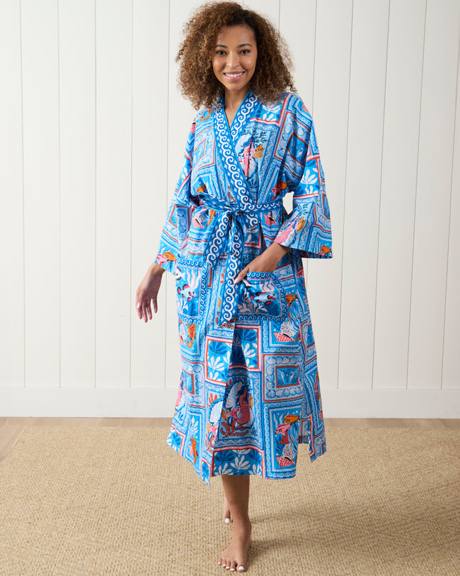 Tidal Tapestry - Robe - Saltwater Blue - Printfresh