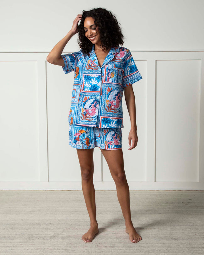 Tidal Tapestry - Short PJ Set - Saltwater Blue - Printfresh