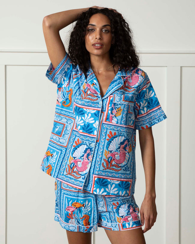 Tidal Tapestry - Short PJ Set - Saltwater Blue - Printfresh