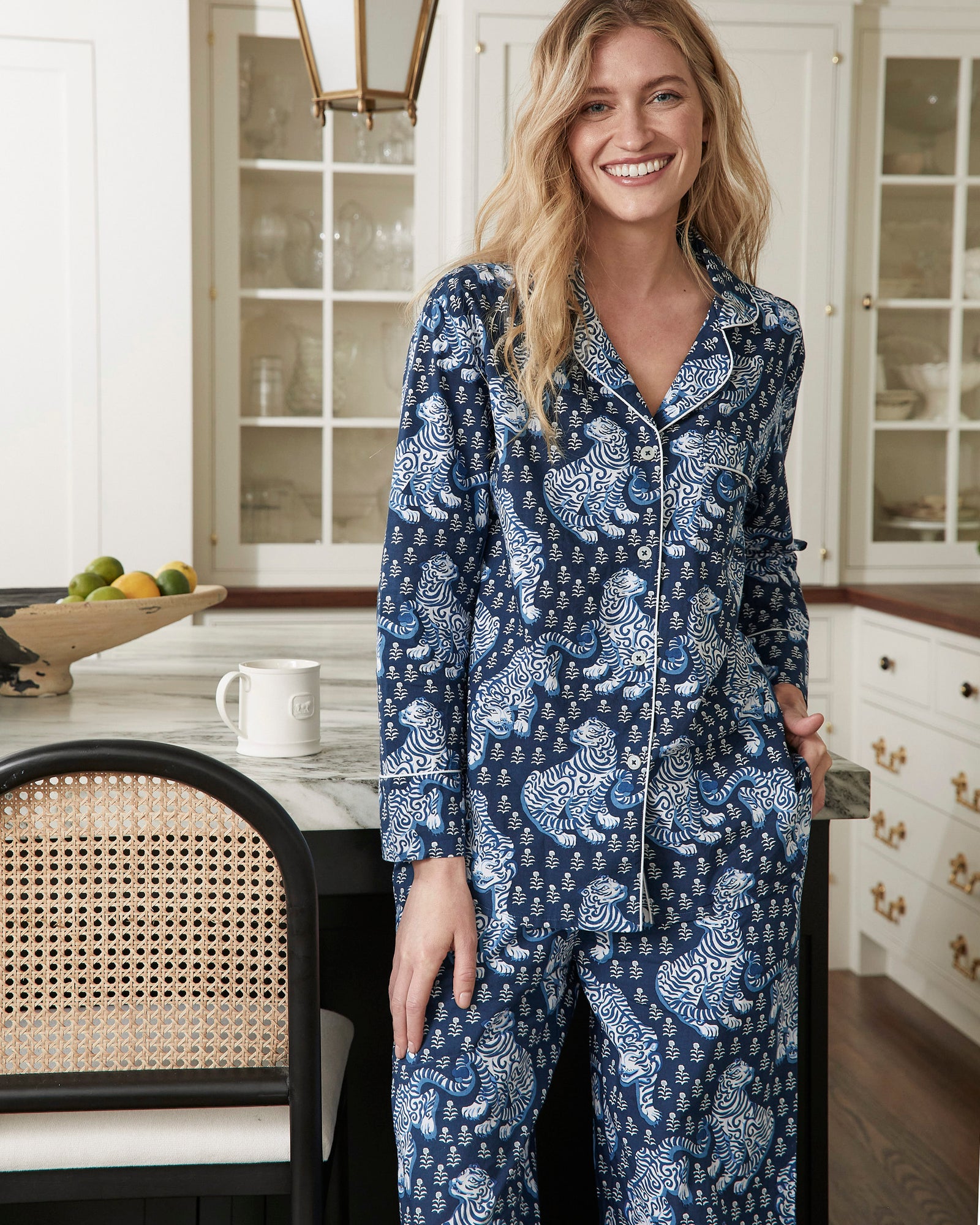 Tiger Queen - Tall Long PJ Set - Navy - Printfresh