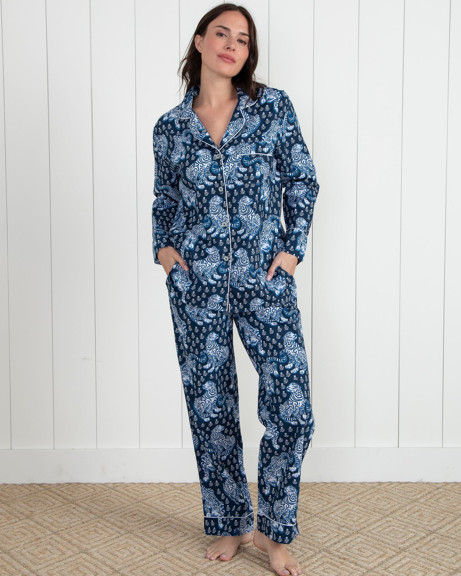 Tiger Queen - Tall Long PJ Set - Navy - Printfresh