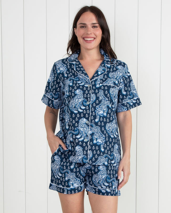 Tiger Queen - Petite Short PJ Set - Navy - Printfresh