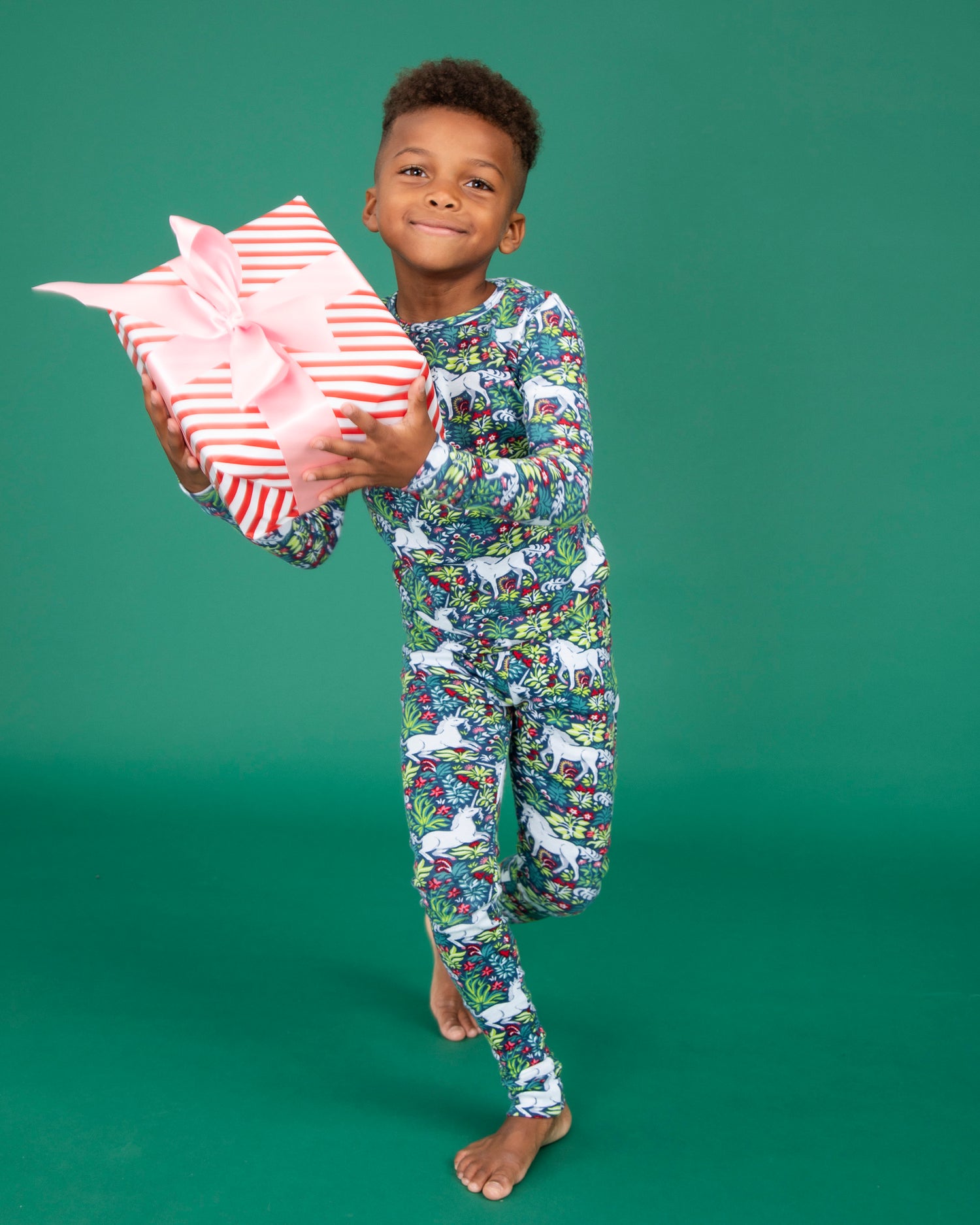 Unicorn's Garden- Kids Pajama Set - Indigo - Printfresh