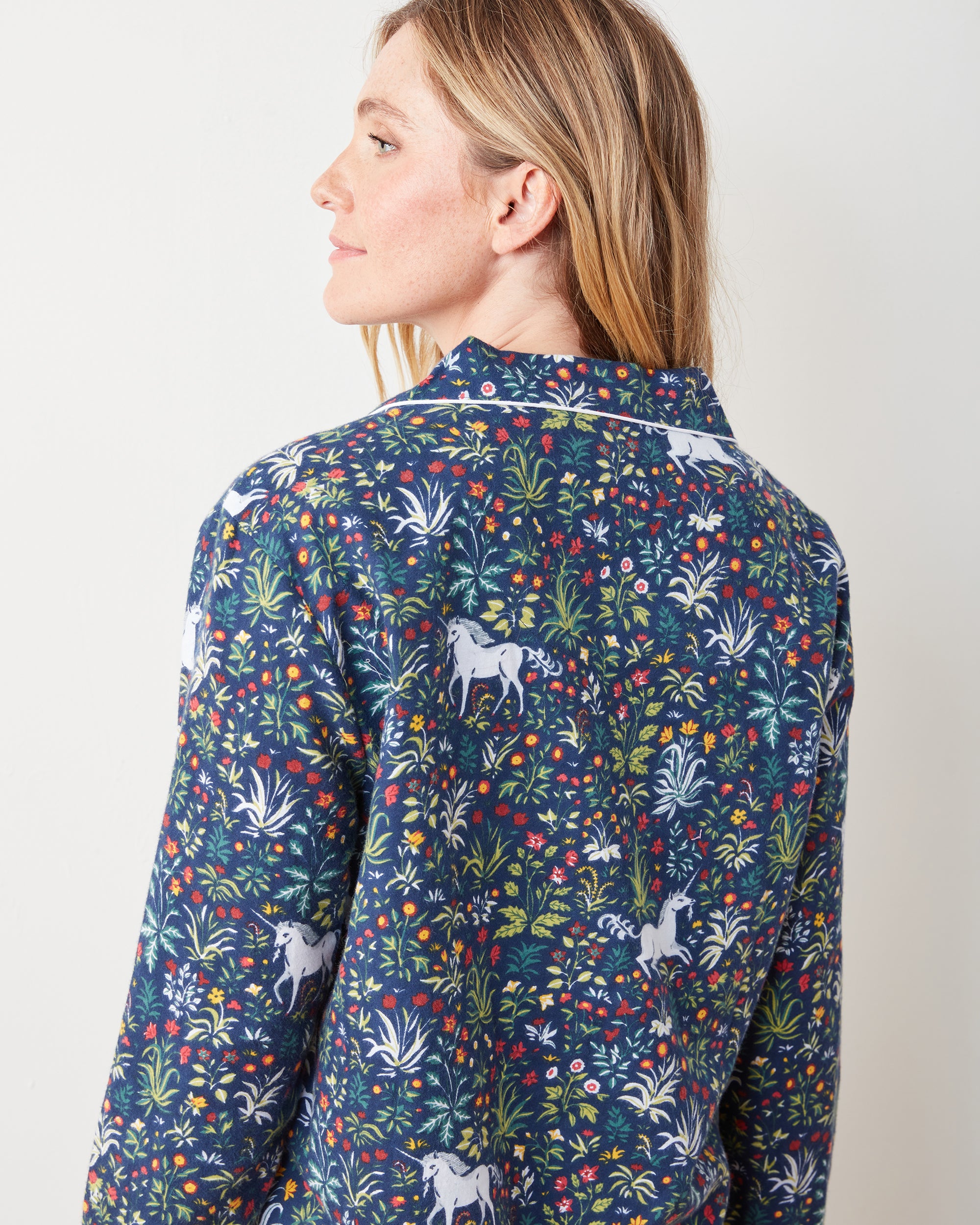 Unicorn's Garden - Flannel Long PJ Set - Indigo - Printfresh