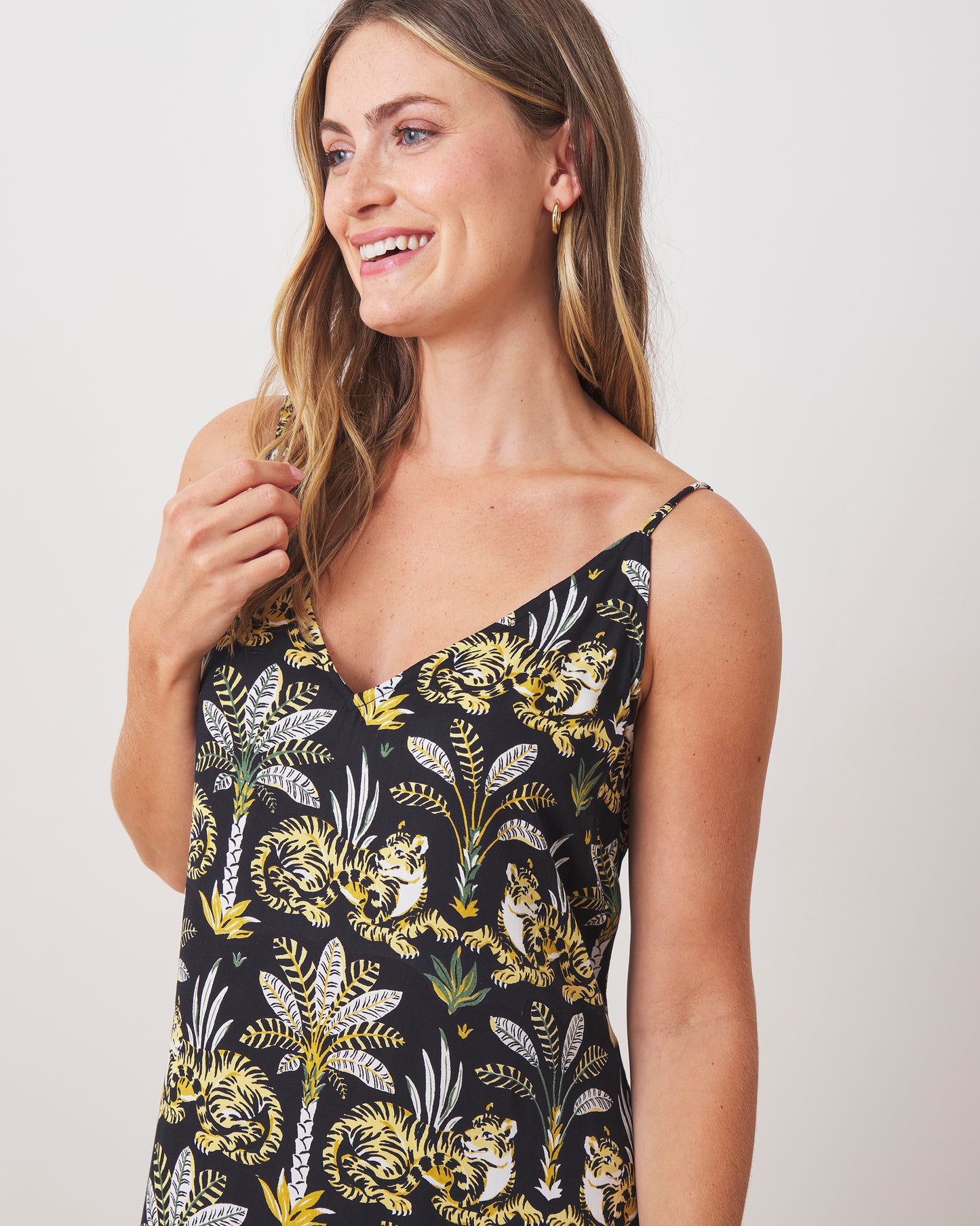 Untamed Tiger - Eco Satin Chic to Sleep Nightie - Gold Ink - Printfresh