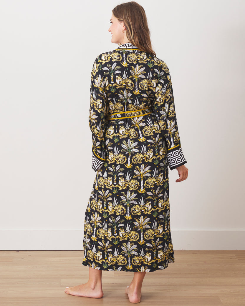 Untamed Tiger - Eco Satin Robe - Gold Ink - Printfresh
