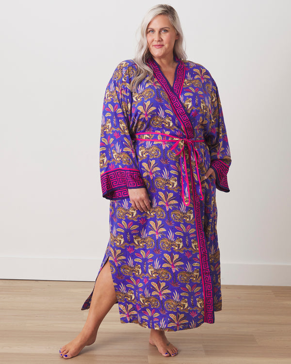 Untamed Tiger - Eco Satin Robe - Grape Soda - Printfresh