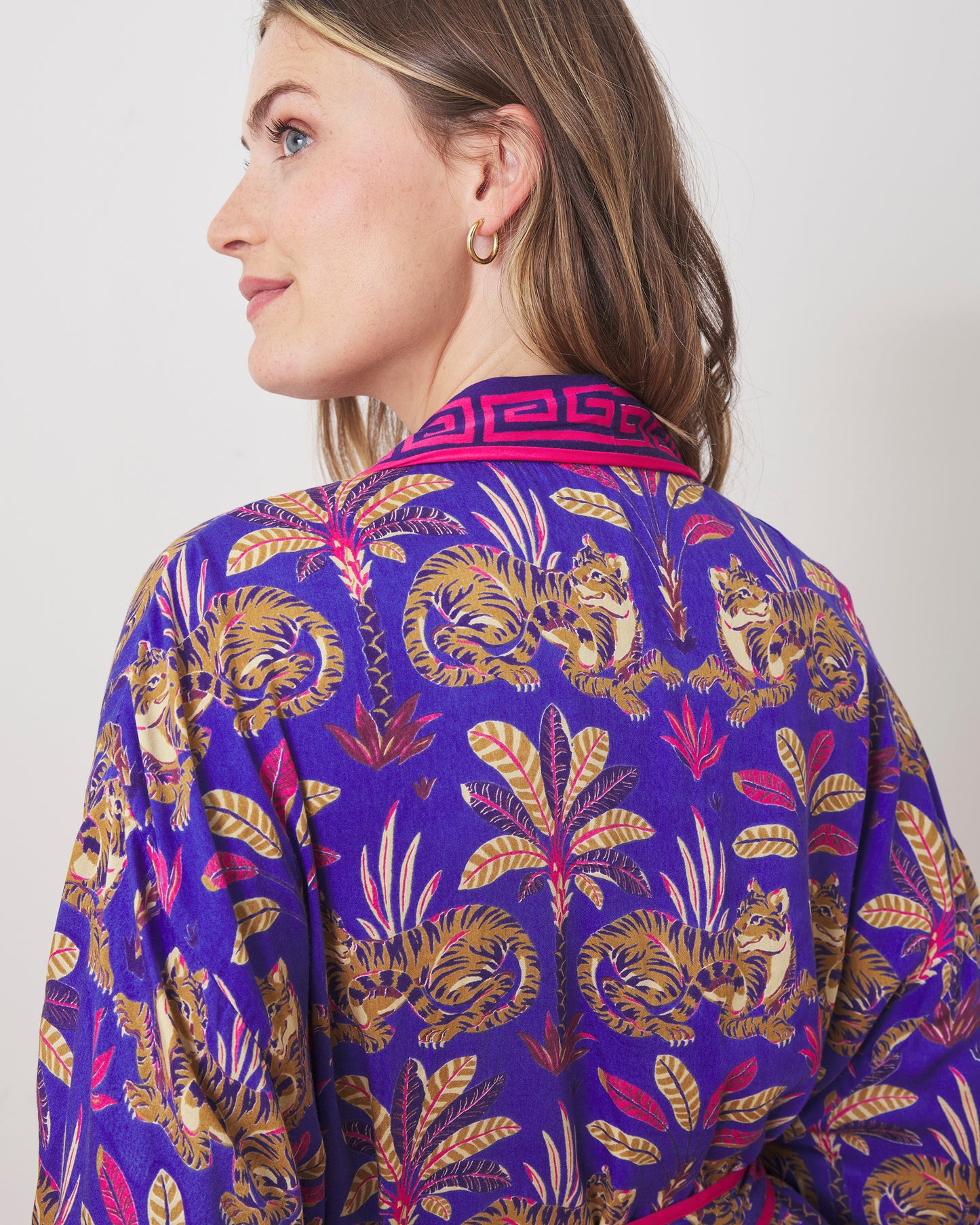 Untamed Tiger - Eco Satin Robe - Grape Soda - Printfresh