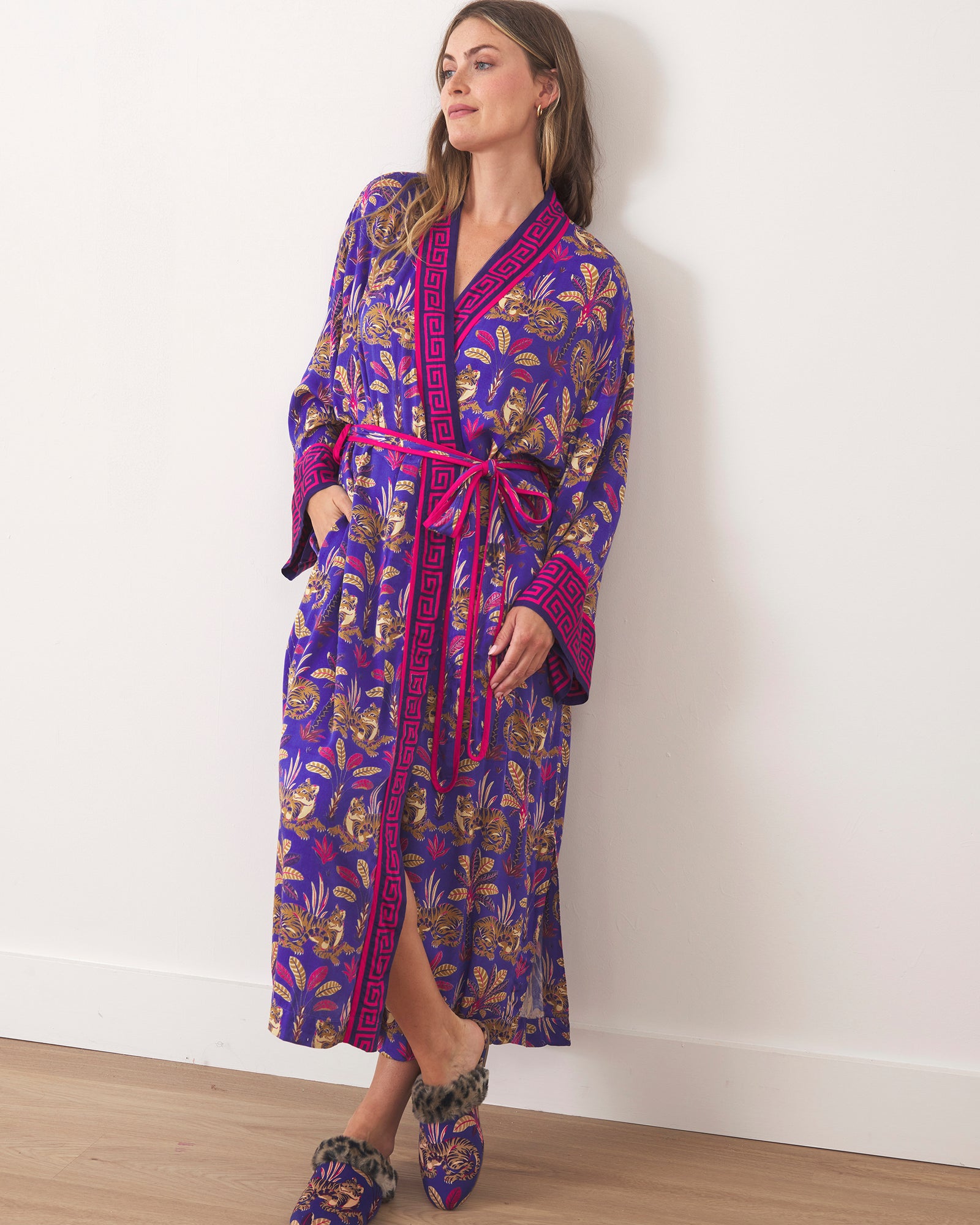 Untamed Tiger - Eco Satin Robe - Grape Soda - Printfresh