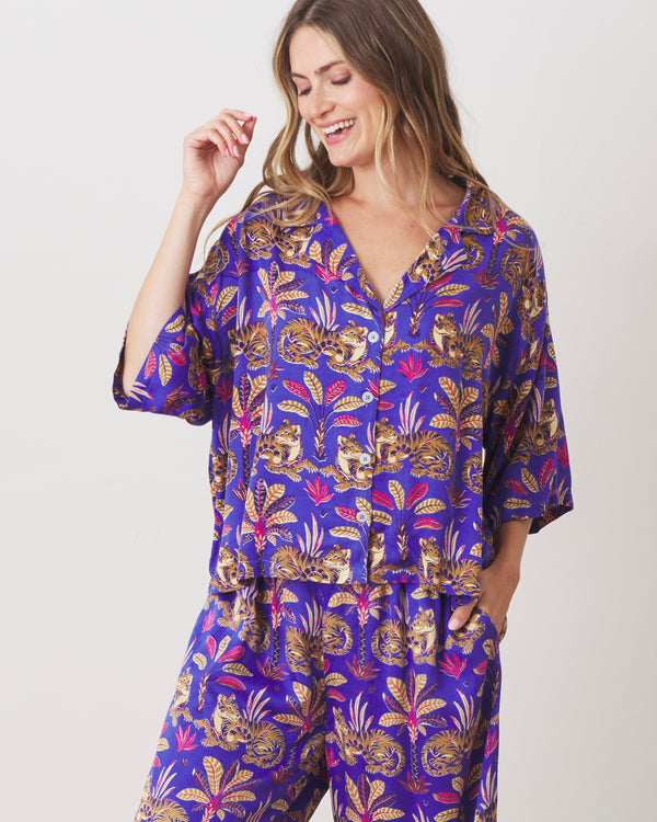 Untamed Tiger - Satin Chic to Sleep Nightie & Robe Set - Grape Soda - Printfresh