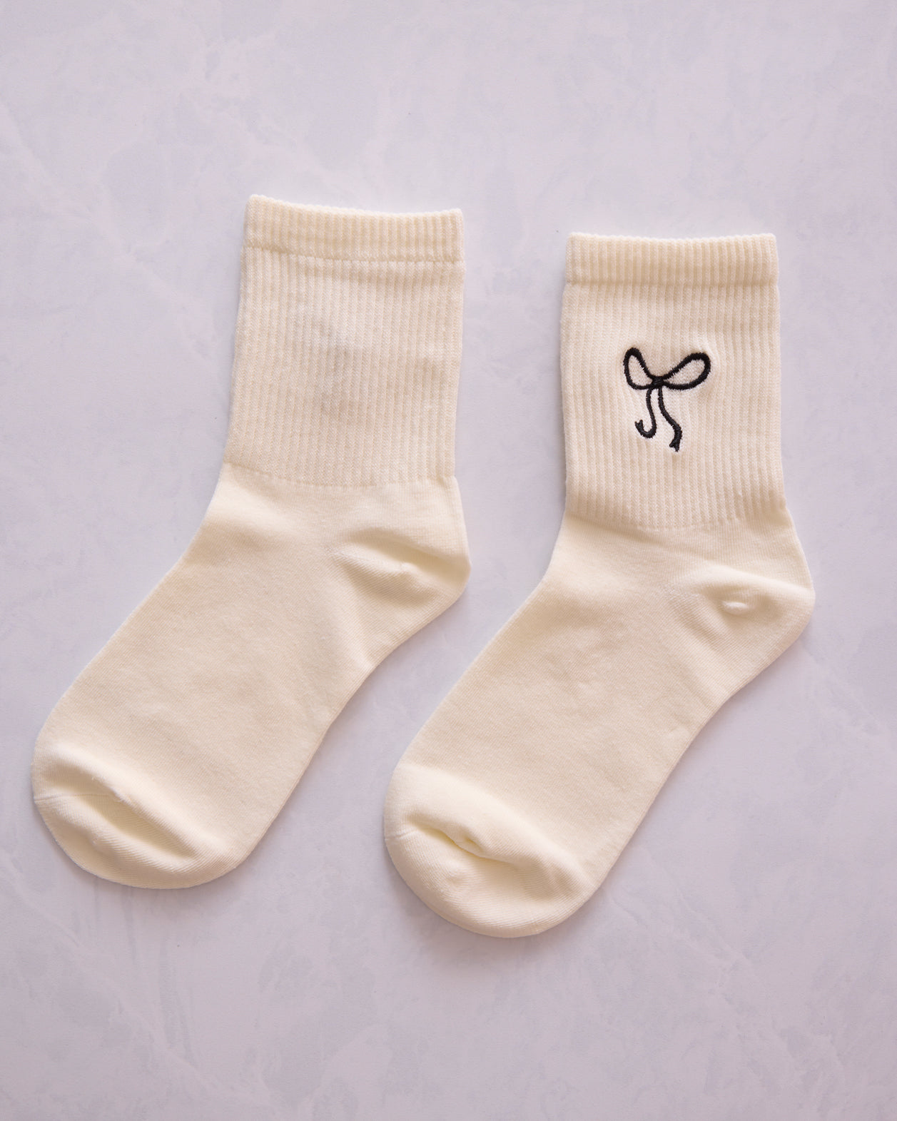 White - Womens Embroidered Crew Socks - White - Accity - Printfresh