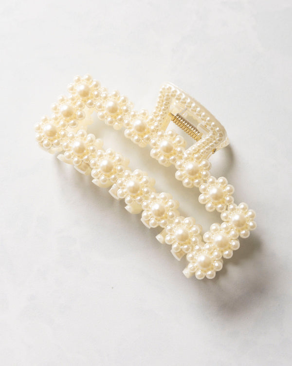 Josslyn by Wall to Wall - Flower Pearl Hair Claw Clip - Printfresh