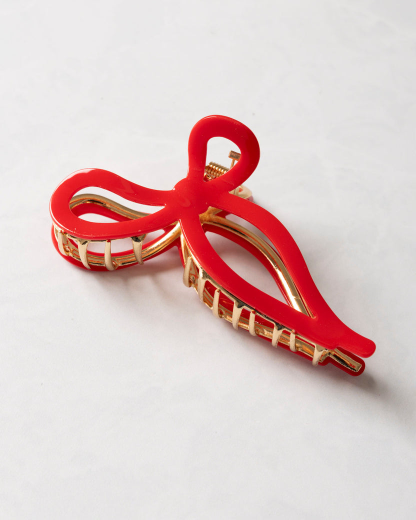 Red - Ballet Bow Acetate Claw Clip - Solar Eclipse - Printfresh