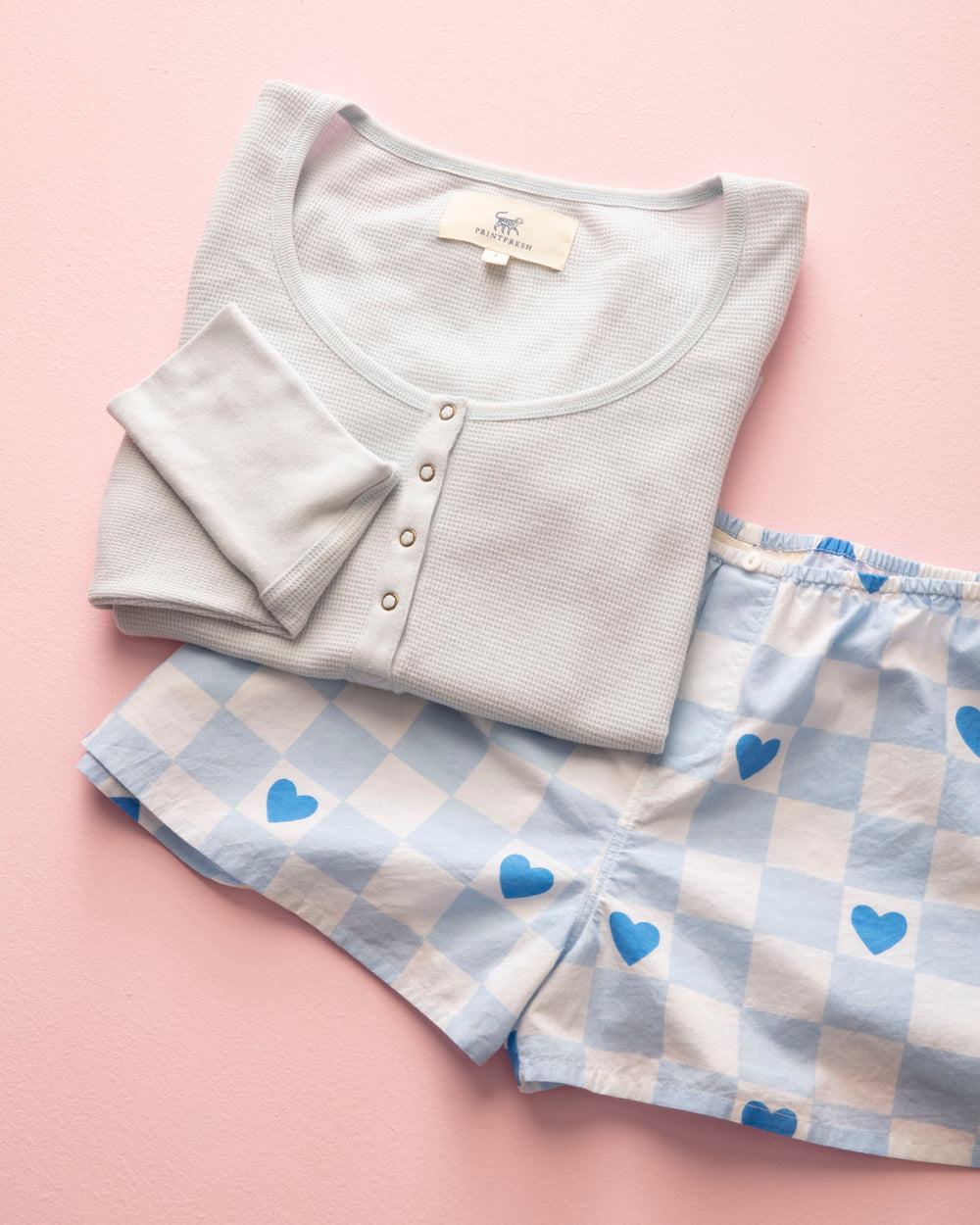 Checkered Hearts - Bradshaw Boxer & Cozy Henley - Multi - Printfresh