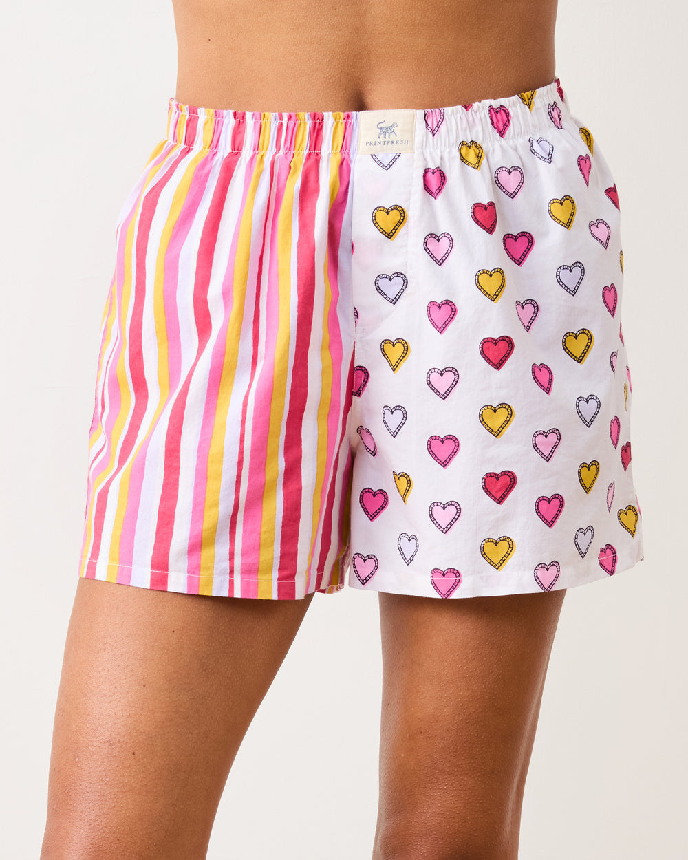 Candy Hearts Stripe - Boyfriend Boxer - Candy Cloud - Printfresh