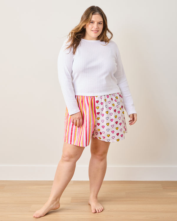 Candy Hearts Stripe - Boyfriend Boxer - Candy Cloud - Printfresh