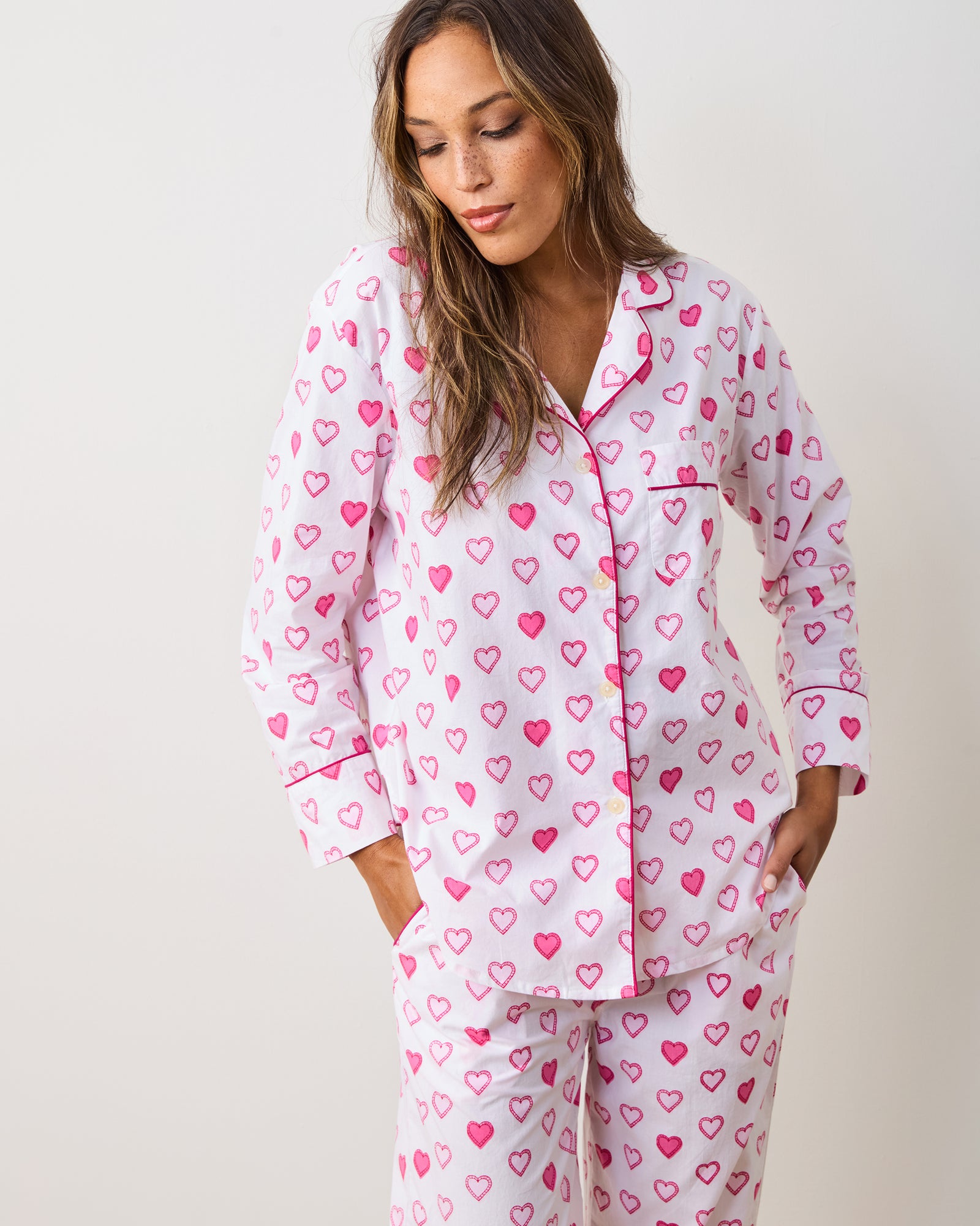 Candy Hearts - Long PJ Set - Pale Pink - Printfresh