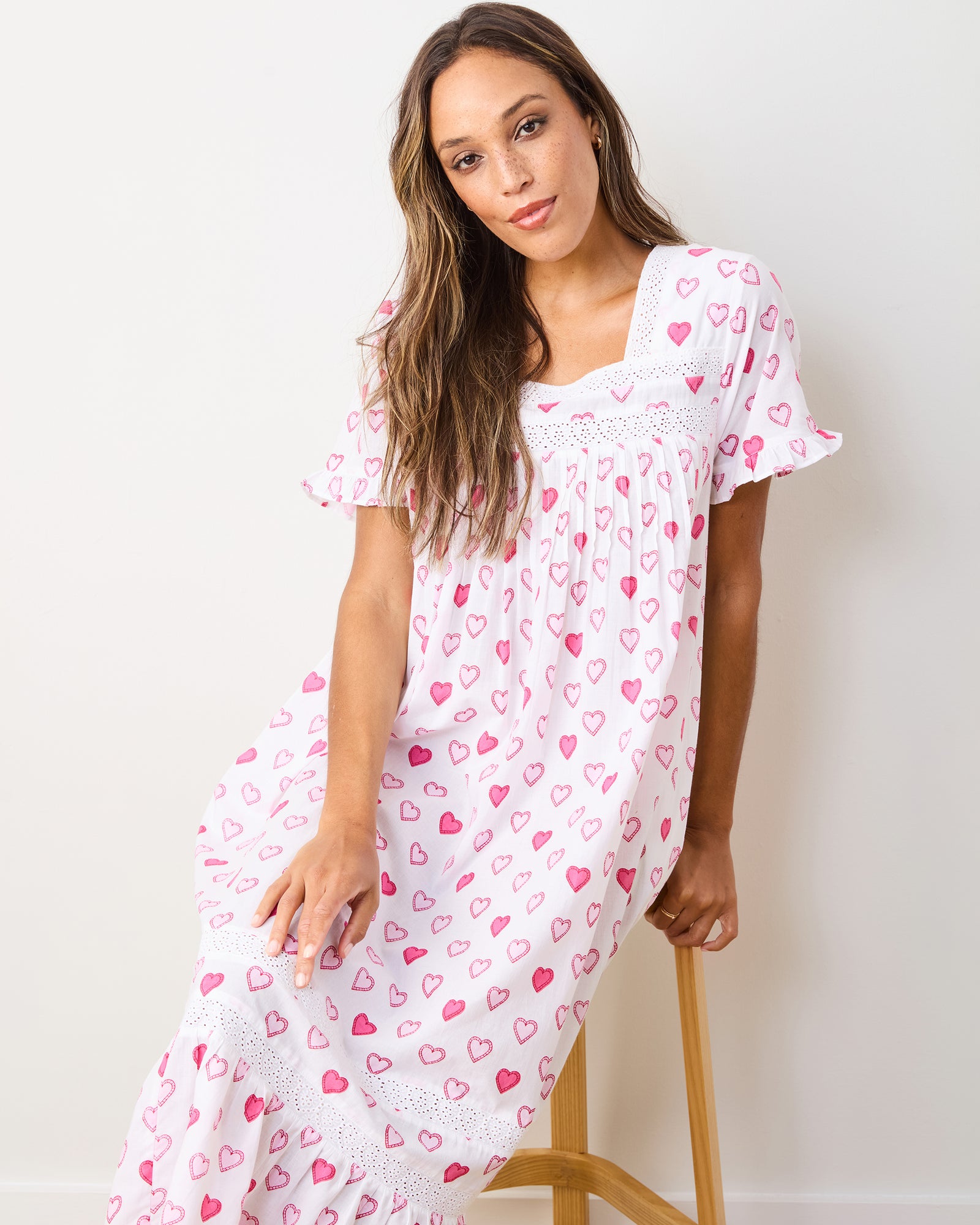 Candy Hearts - Nashville Nights Nightgown - Pale Pink - Printfresh