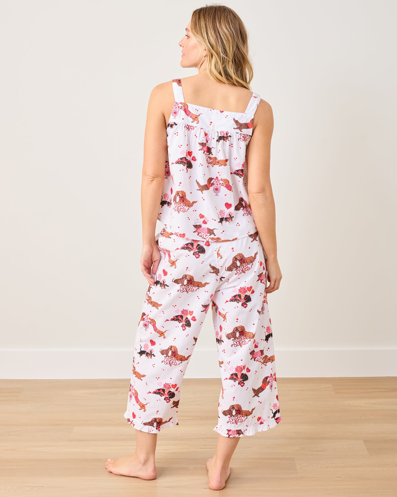 Dachshund Date - Back To Bed Cropped Pant Set - Cloud - Printfresh