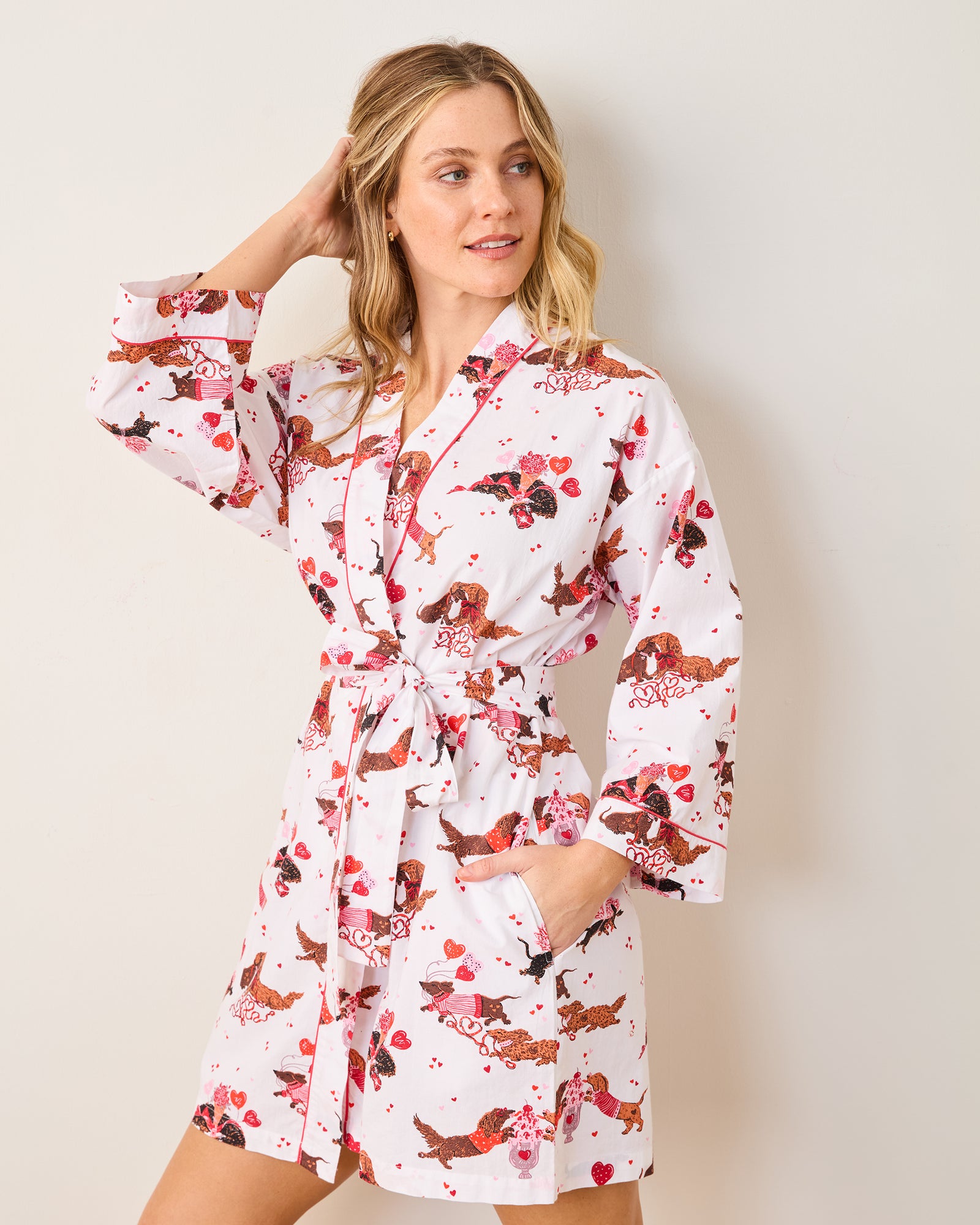 Dachshund Date - Getting Ready Robe - Cloud - Printfresh