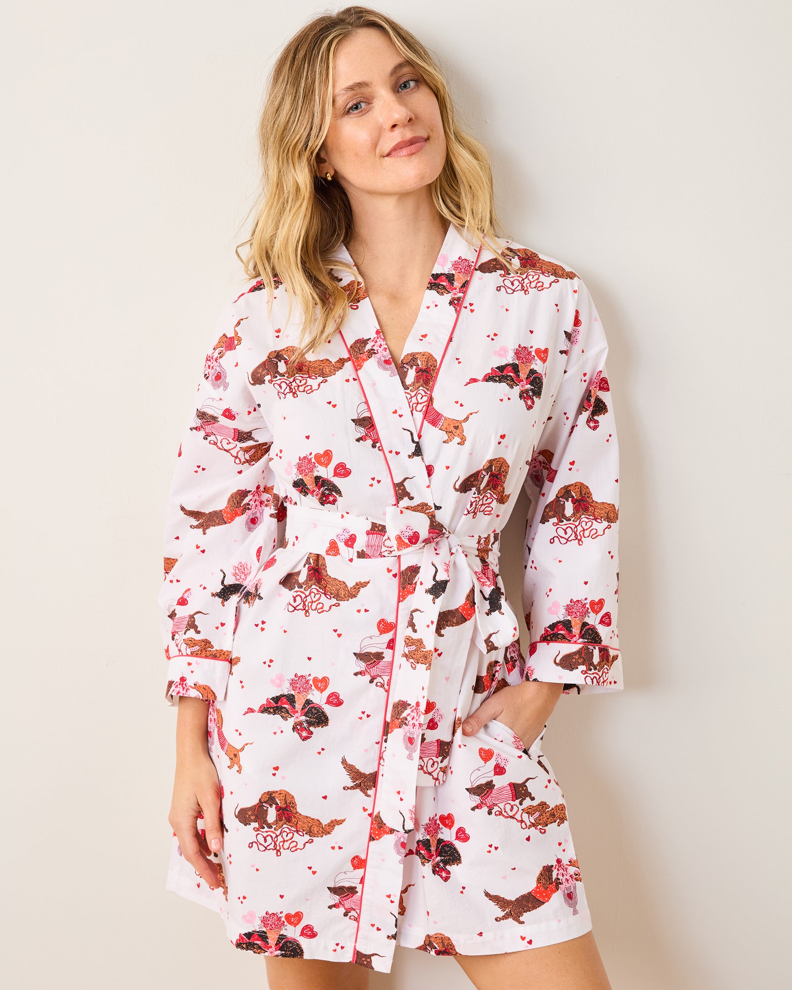 Dachshund Date - Getting Ready Robe - Cloud - Printfresh