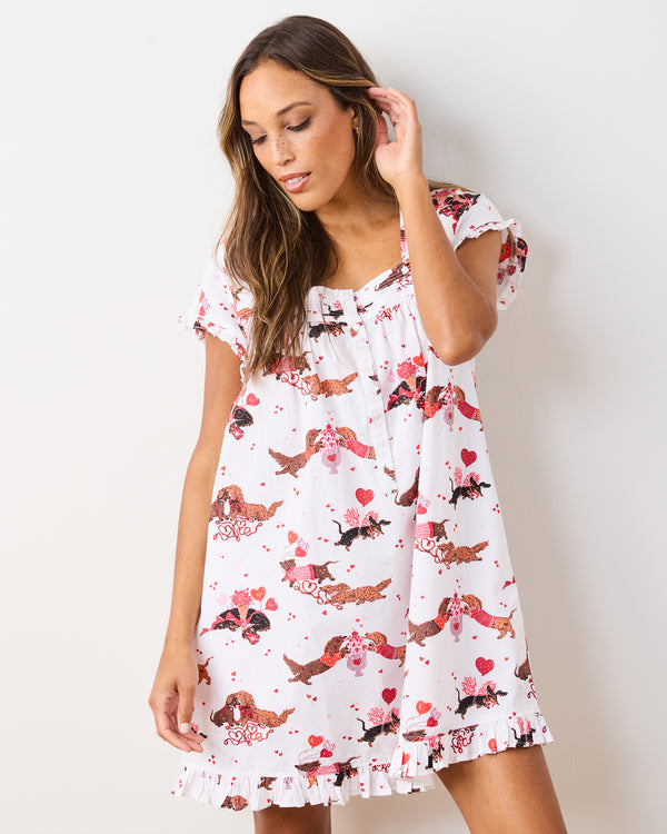 Dachshund Date - Pintuck Nightgown - Cloud - Printfresh