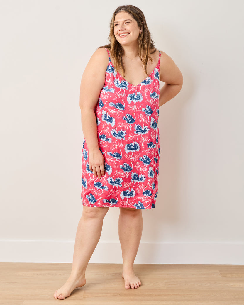 Ostrich Dance - Eco Satin Chic To Sleep Shortie - Fancy Pink - Printfresh