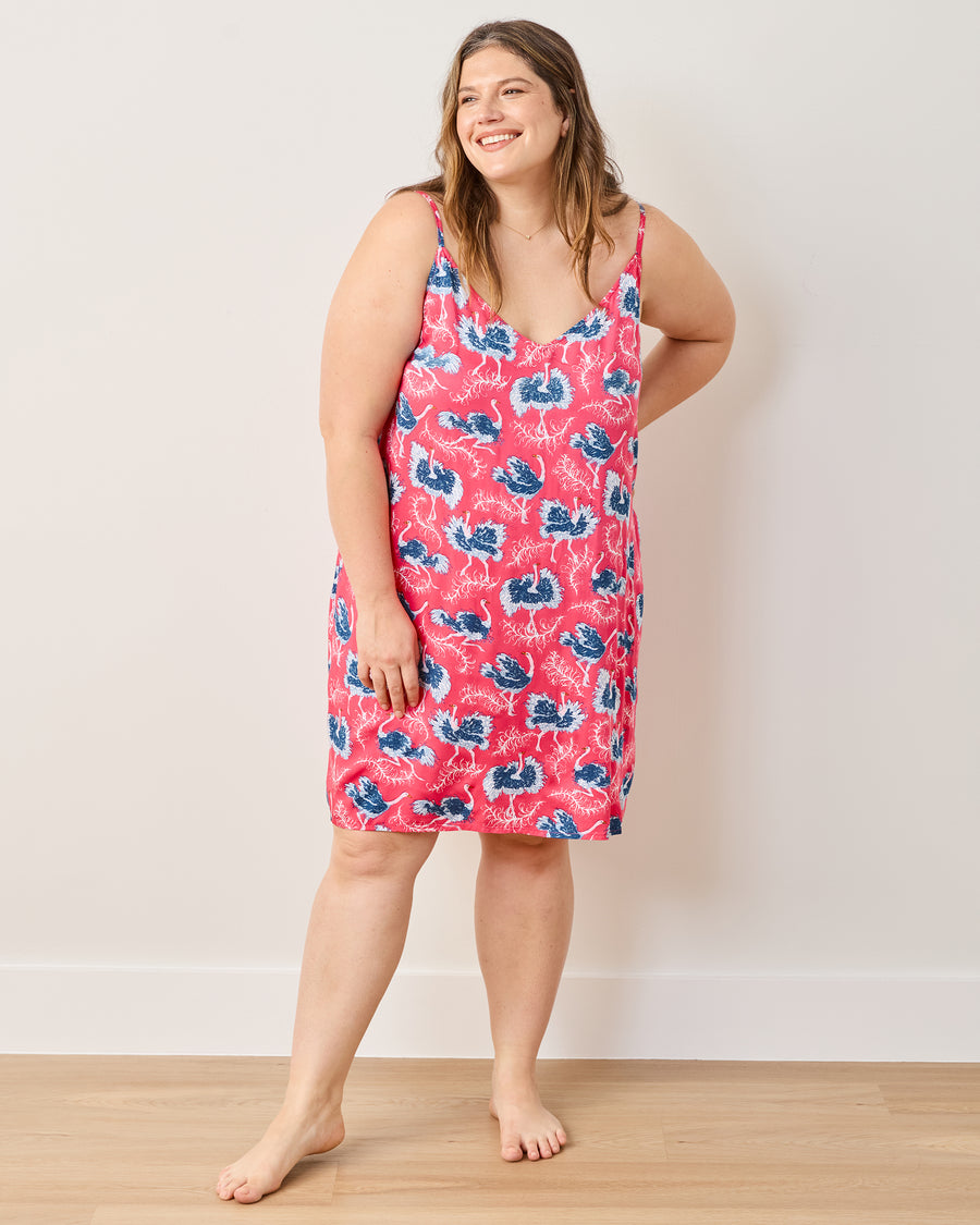 Ostrich Dance - Eco Satin Chic To Sleep Shortie - Fancy Pink - Printfresh