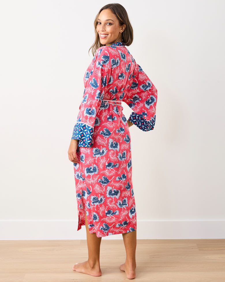 Ostrich Dance - Eco Satin Robe - Fancy Pink - Printfresh