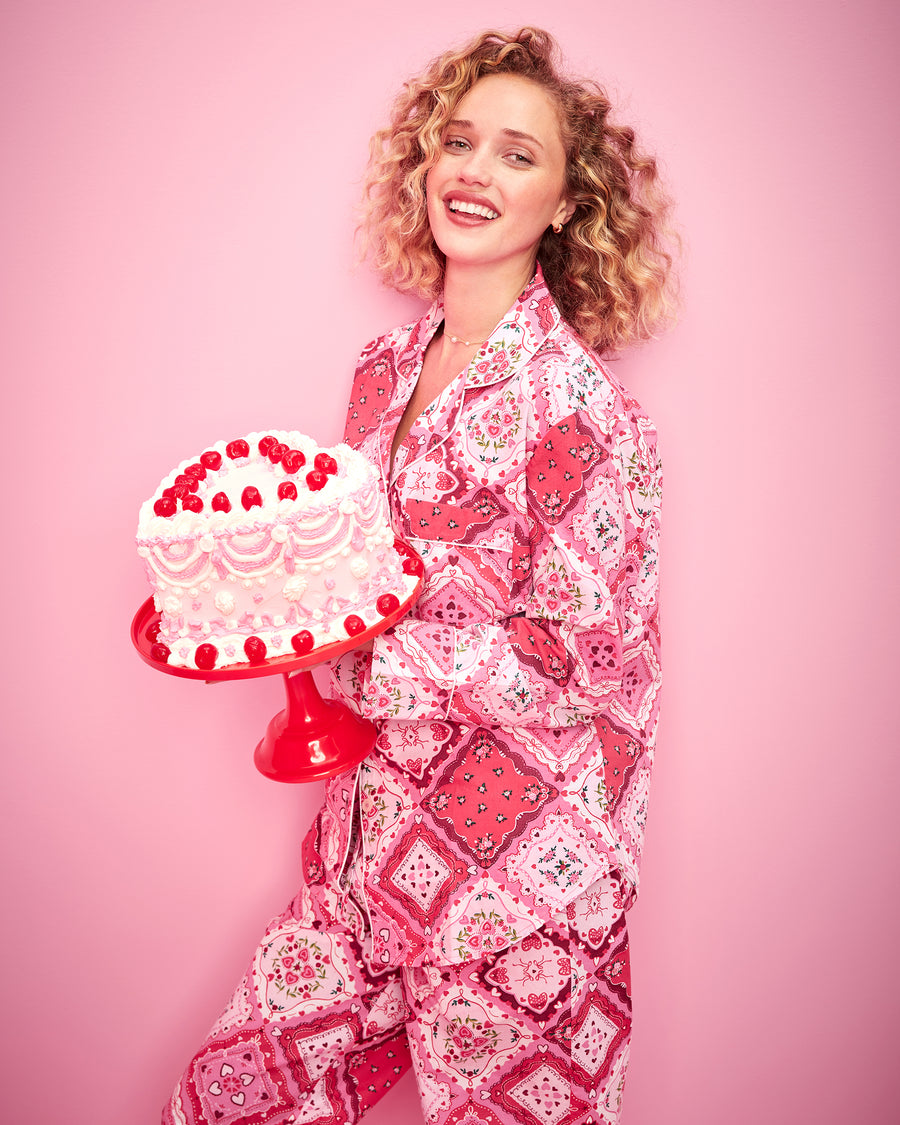 Vintage Valentine - Long PJ Set - Mailbox Pink - Printfresh