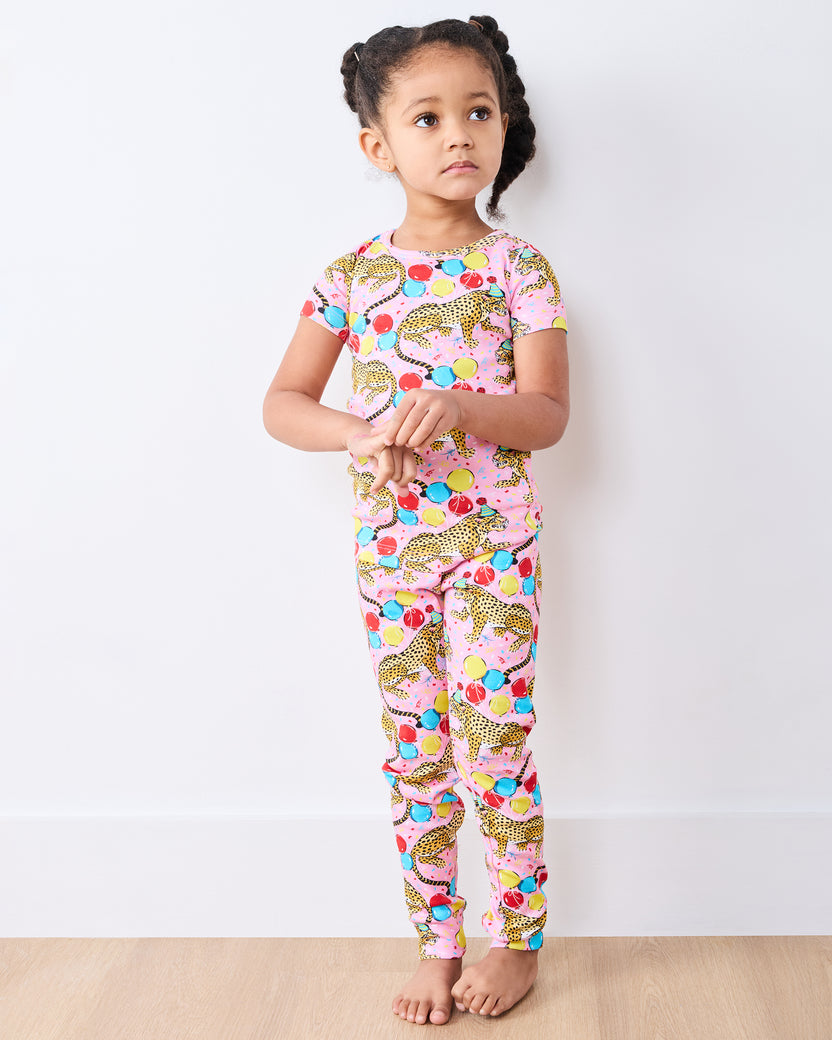 Birthday Bagheera - Kids Short Sleeve PJ Set - Pink Confetti - Printfresh