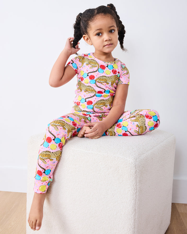 Birthday Bagheera - Kids Short Sleeve PJ Set - Pink Confetti - Printfresh