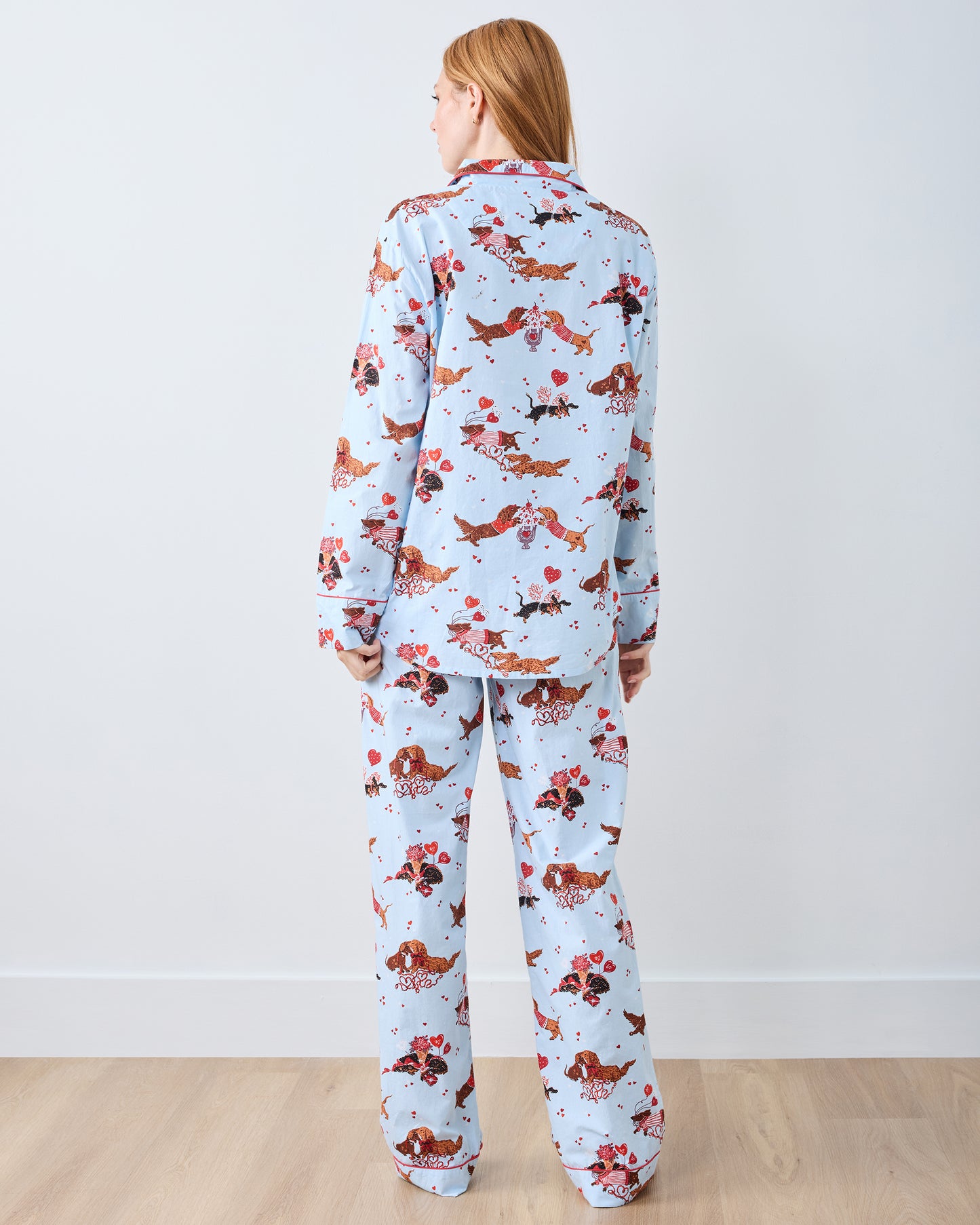 Dachshund Date - Long PJ Set - Pale Blue - Printfresh