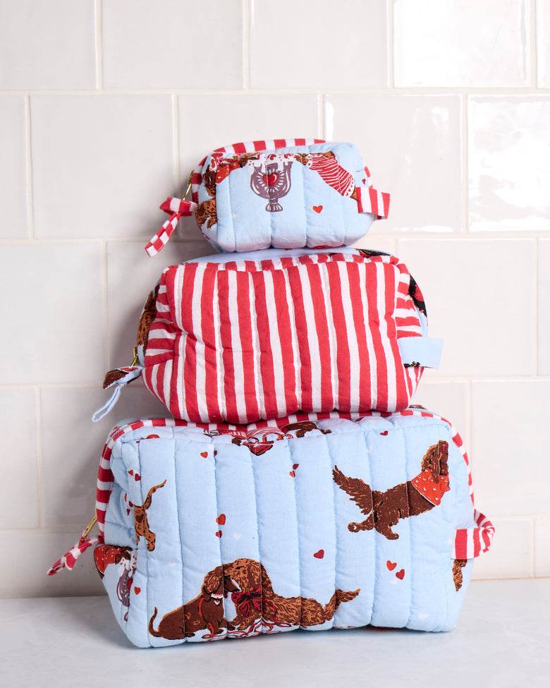 Dachshund Date - Three's Best Pouch Set - Pale Blue - Printfresh