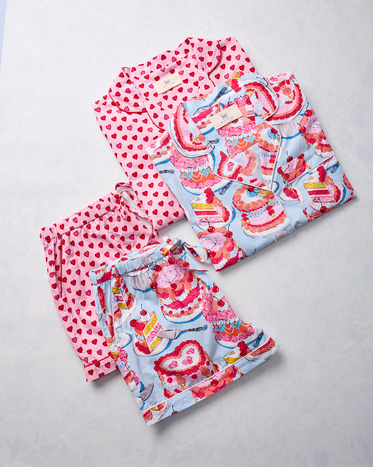 Mini Candy Hearts & Vintage Cakes - Short PJ Set Bundle - Multi - Printfresh
