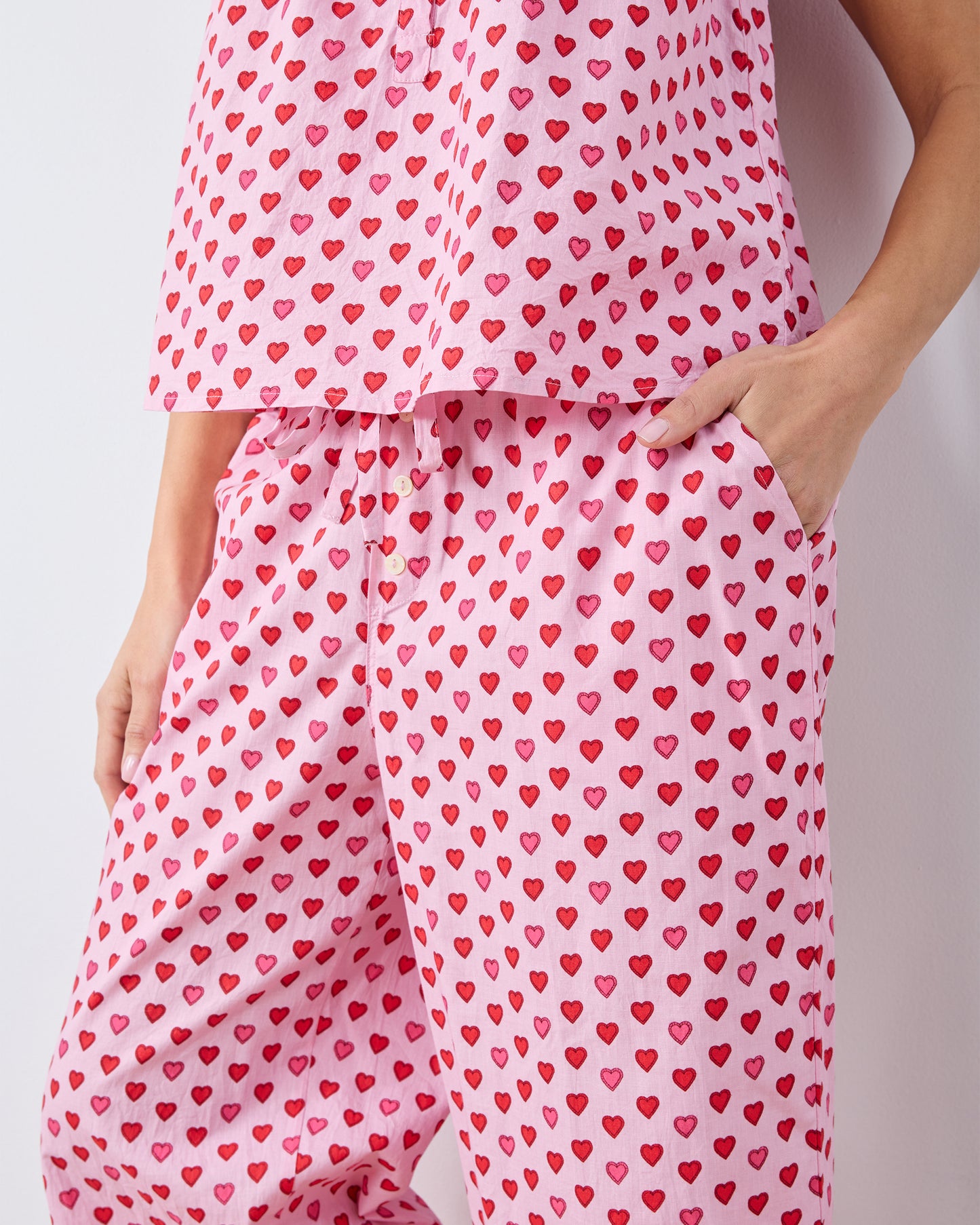 Mini Candy Hearts - Back to Bed Cropped Set - Pink Macaron - Printfresh