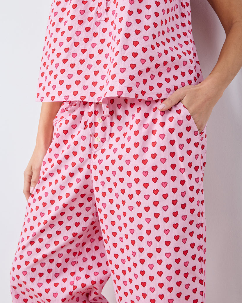 Mini Candy Hearts - Back to Bed Cropped Set - Pink Macaron - Printfresh