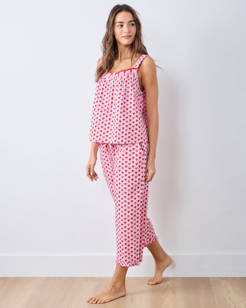 Mini Candy Hearts - Back to Bed Cropped Set - Pink Macaron - Printfresh