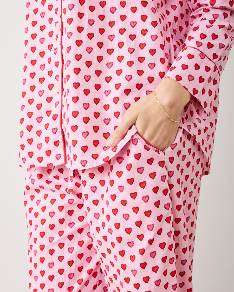 Mini Candy Hearts - Long PJ Set - Pink Macaron - Printfresh