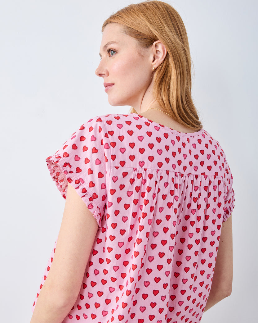 Mini Candy Hearts - Pintuck Short Set - Pink Macaron - Printfresh