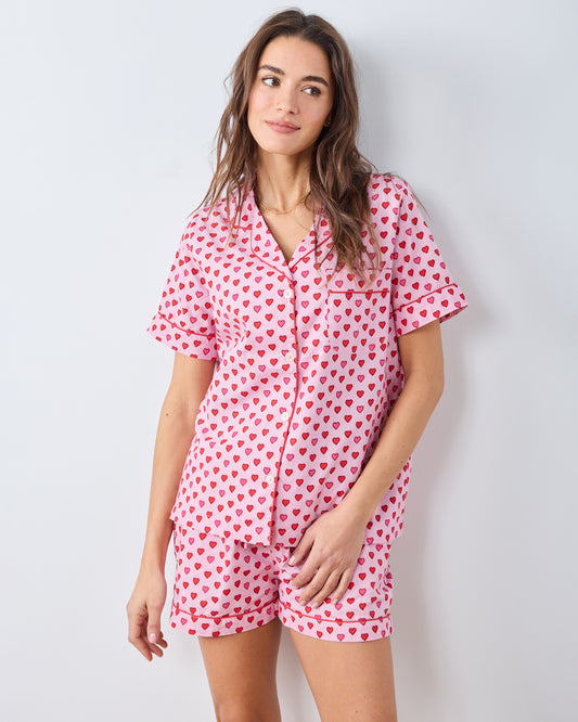 Mini Candy Hearts - Short PJ Set - Pink Macaron - Printfresh