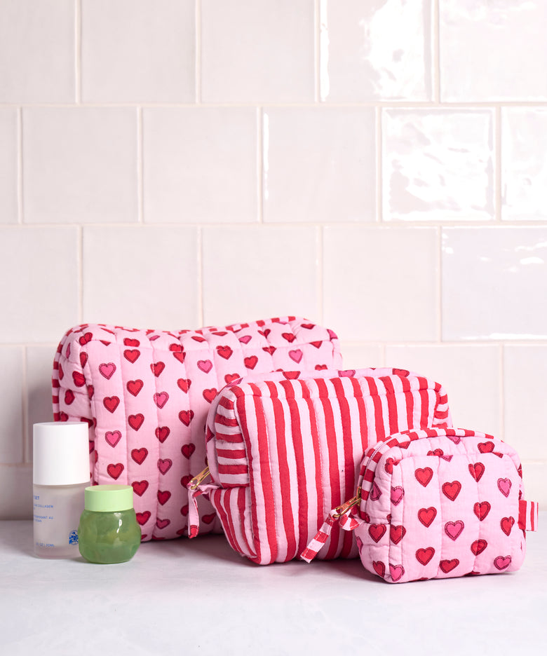 Mini Candy Hearts - Three's Best Pouch Set - Pink Macaron - Printfresh