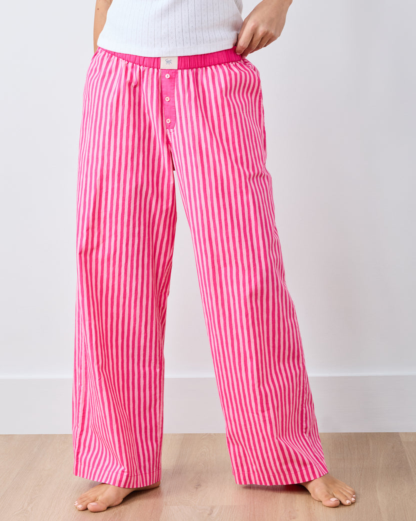 Pink Stripe - Nola PJ Pants - Hot Pink - Printfresh