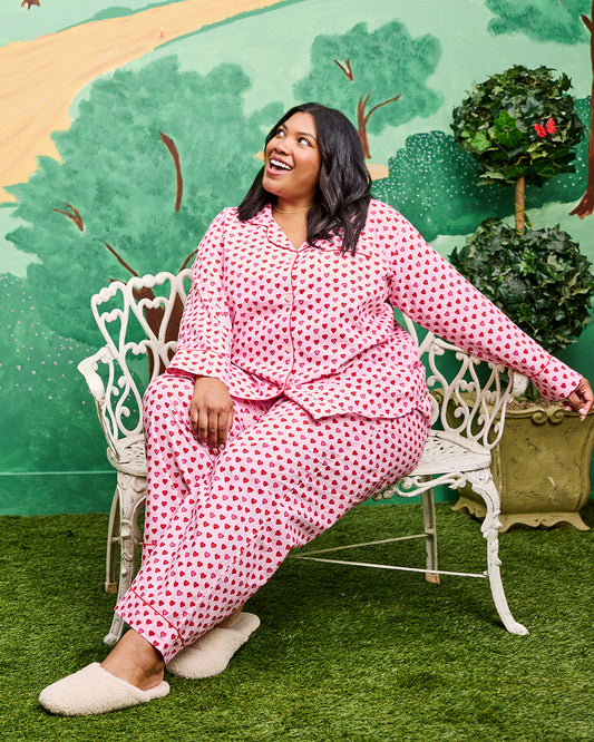 Mini Candy Hearts - Long PJ Set - Pink Macaron - Printfresh