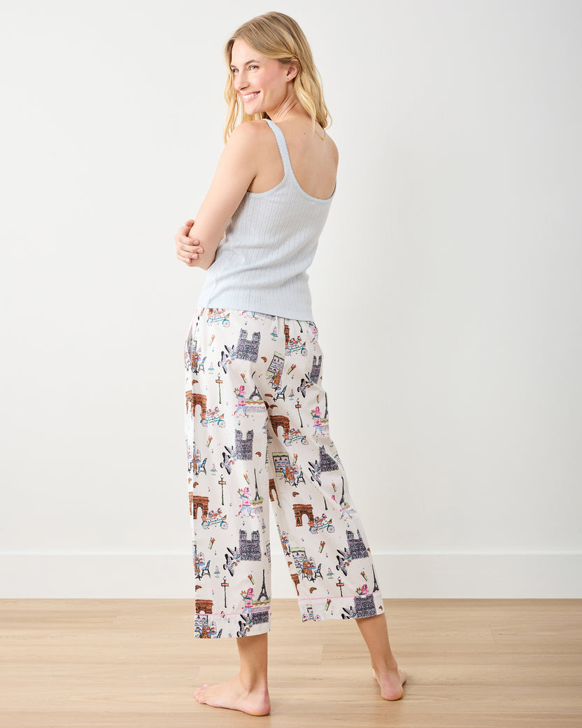 Paris Getaway - Cropped PJ Pant - Cloud - Printfresh