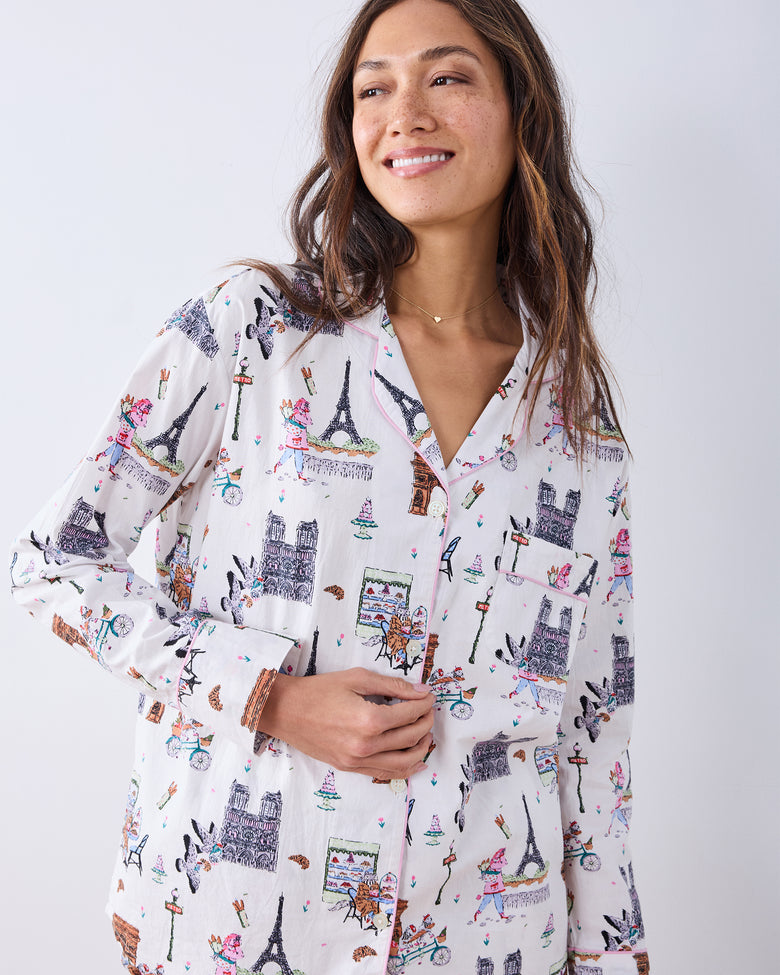 Paris Getaway - Long PJ Set - Cloud - Printfresh