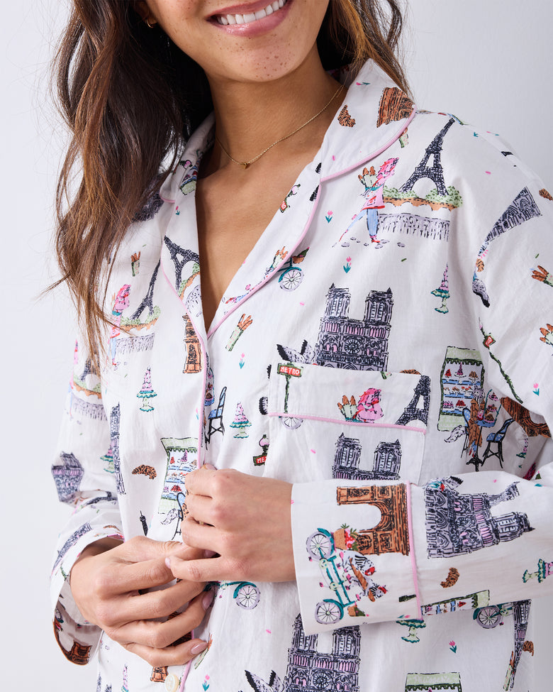 Paris Getaway - Long PJ Set - Cloud - Printfresh