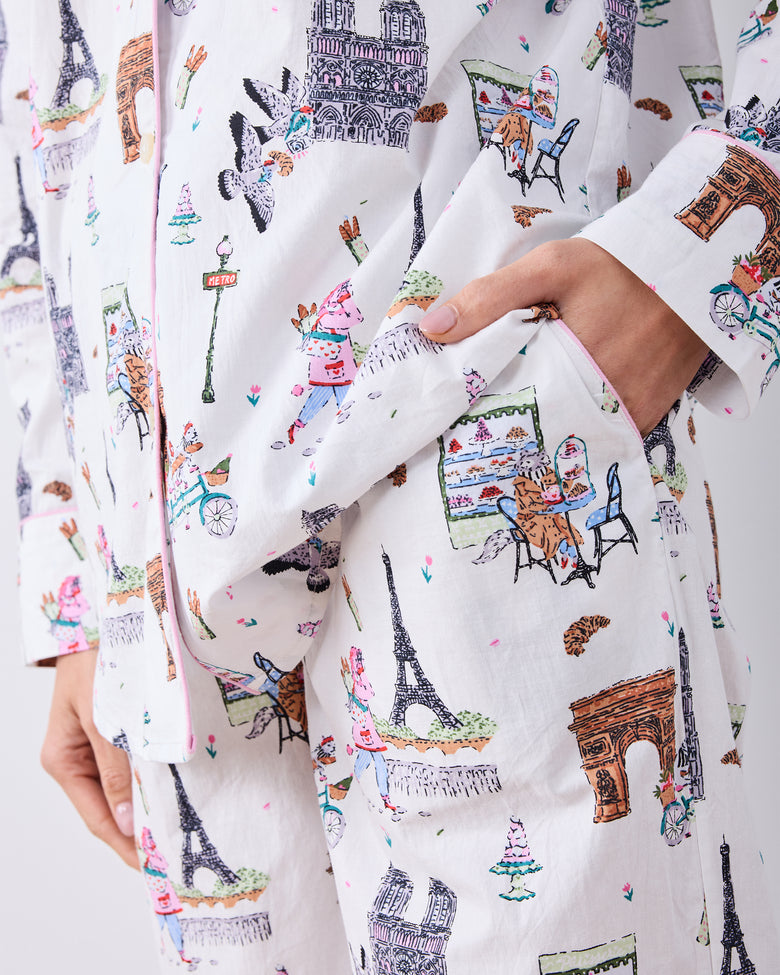 Paris Getaway - Long PJ Set - Cloud - Printfresh
