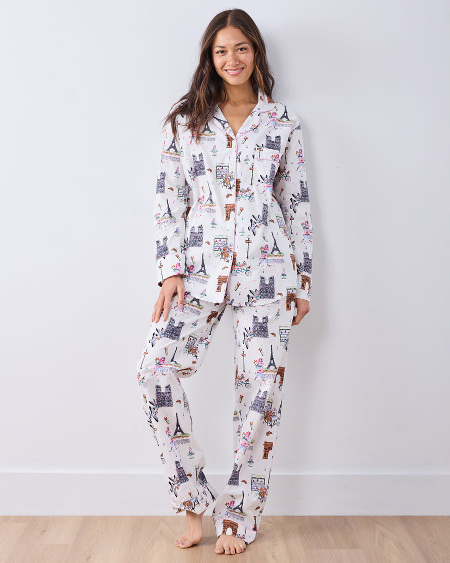 Paris Getaway - Long PJ Set - Cloud - Printfresh